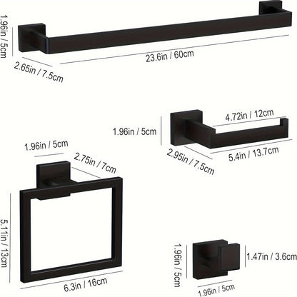 Matte Black Bathroom Accessory Set - Modern 10-Piece Organizer - view 6