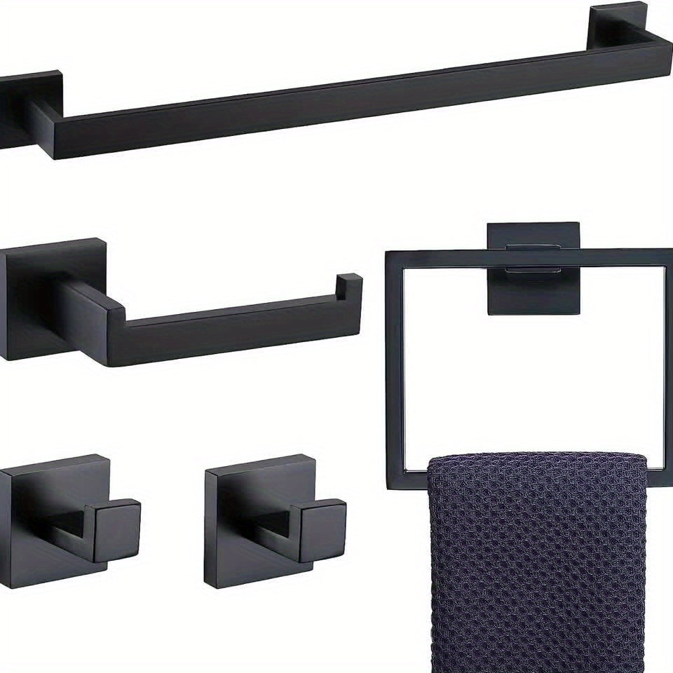 Matte Black Bathroom Accessory Set - Modern 10-Piece Organizer - view 5