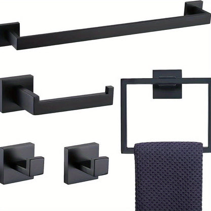 Matte Black Bathroom Accessory Set - Modern 10-Piece Organizer - view 5