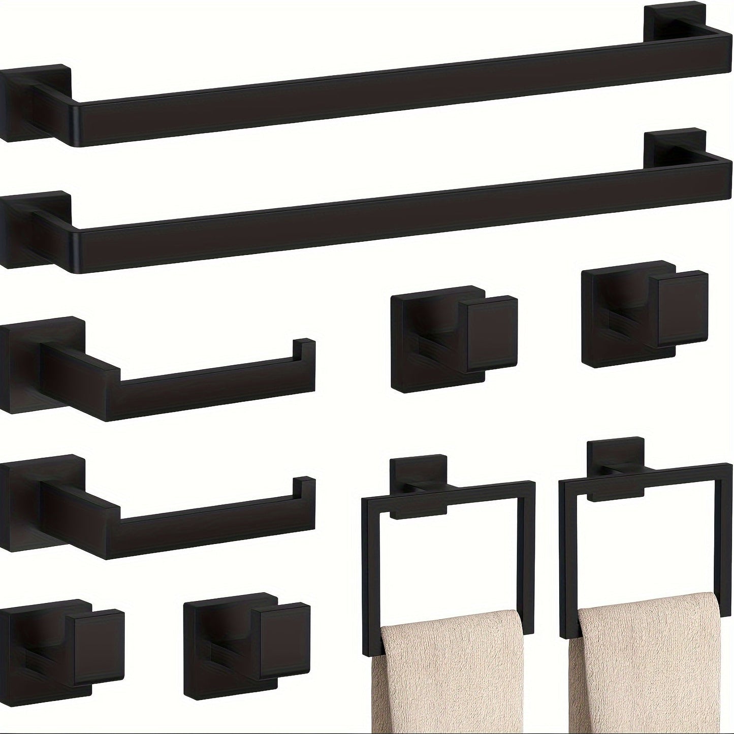 Matte Black Bathroom Accessory Set - Modern 10-Piece Organizer - view 4