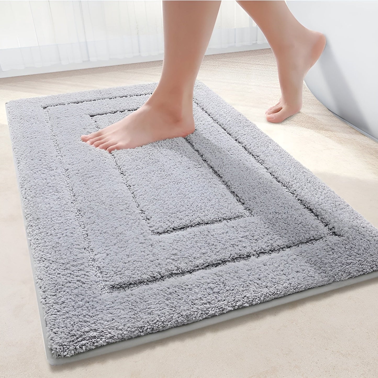 Non-Slip Bath Mat in Soft Blue for Bathroom or Shower - view 4