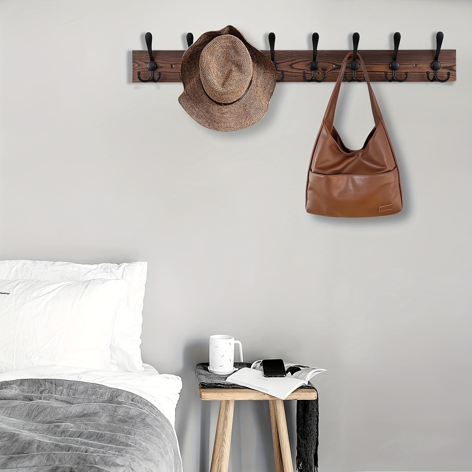 Wall-Mounted Clothes Rack in Dark Brown for Any Room - view 10