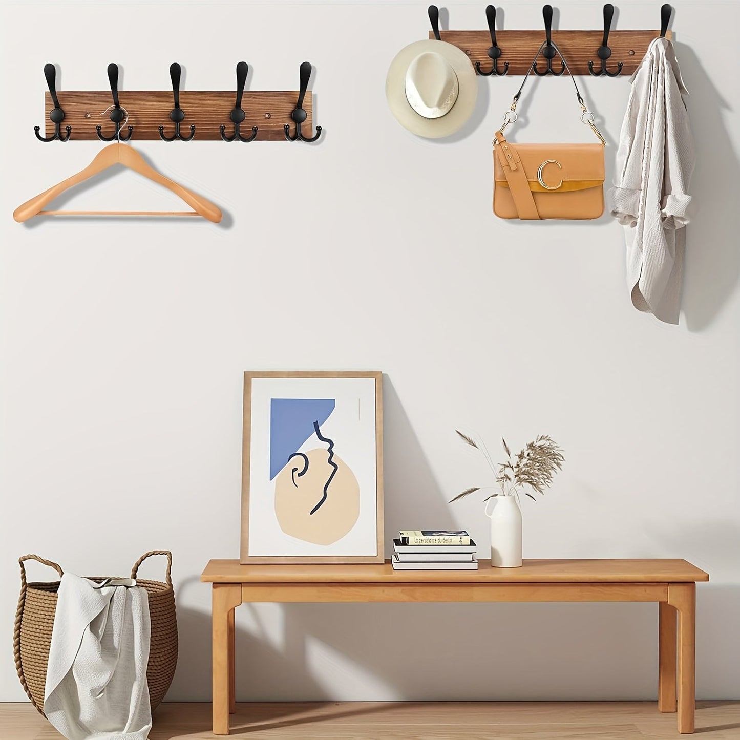 Wall-Mounted Clothes Rack in Dark Brown for Any Room - view 8