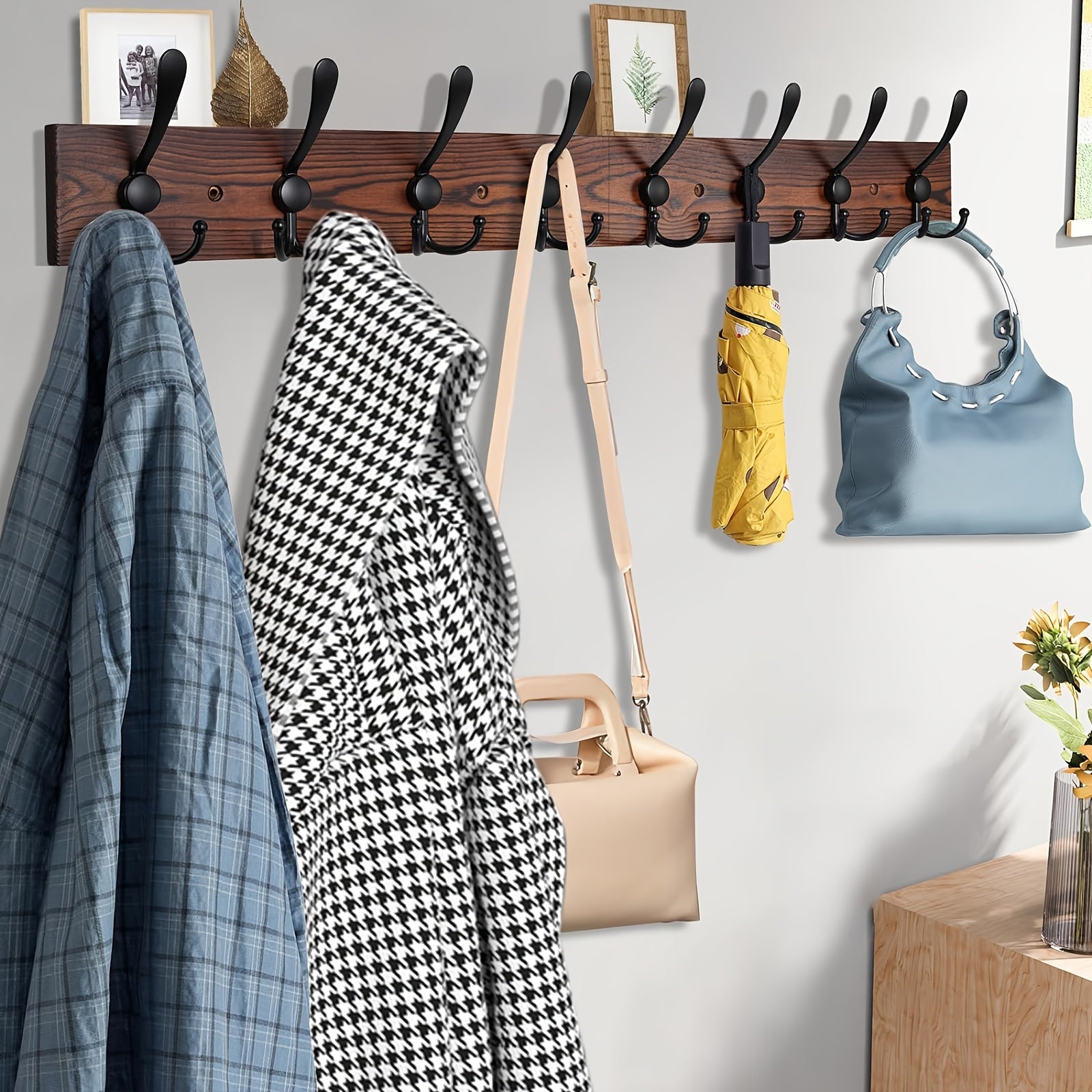 Wall-Mounted Clothes Rack in Dark Brown for Any Room - view 3