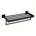 Black Metal Wall-Mounted Towel Holder with Shelf for Bathroom