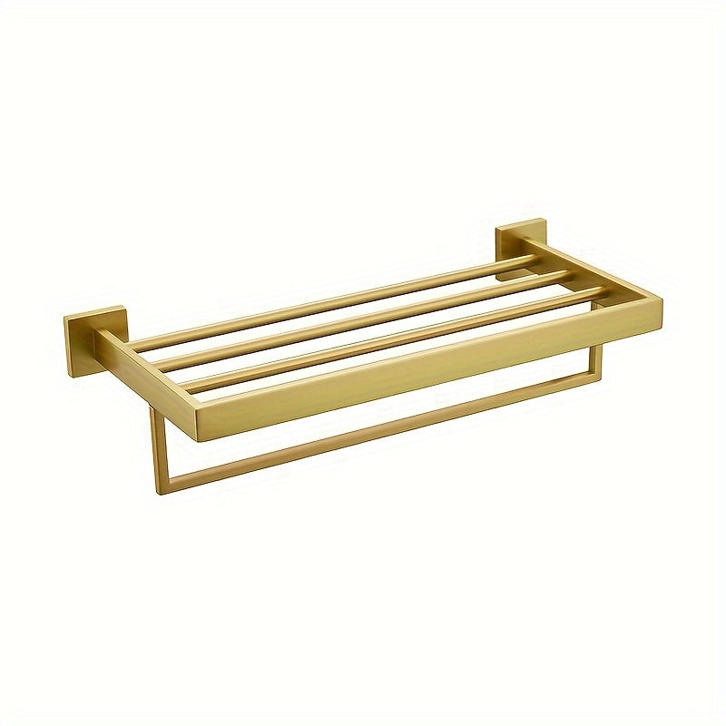 Black Metal Wall-Mounted Towel Holder with Shelf for Bathroom – view 3