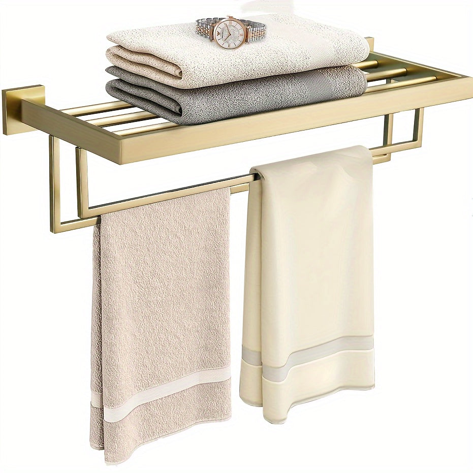 Black Metal Wall-Mounted Towel Holder with Shelf for Bathroom – view 7