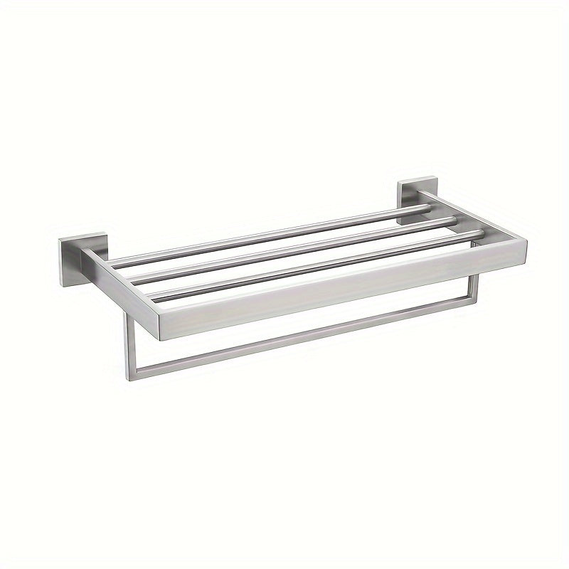 Black Metal Wall-Mounted Towel Holder with Shelf for Bathroom – view 8