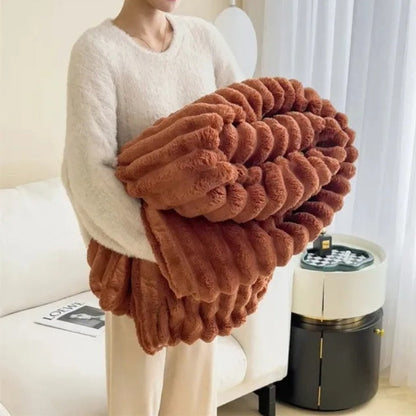Beige Ribbed Blanket Cover for Living Room or Bedroom - view 11