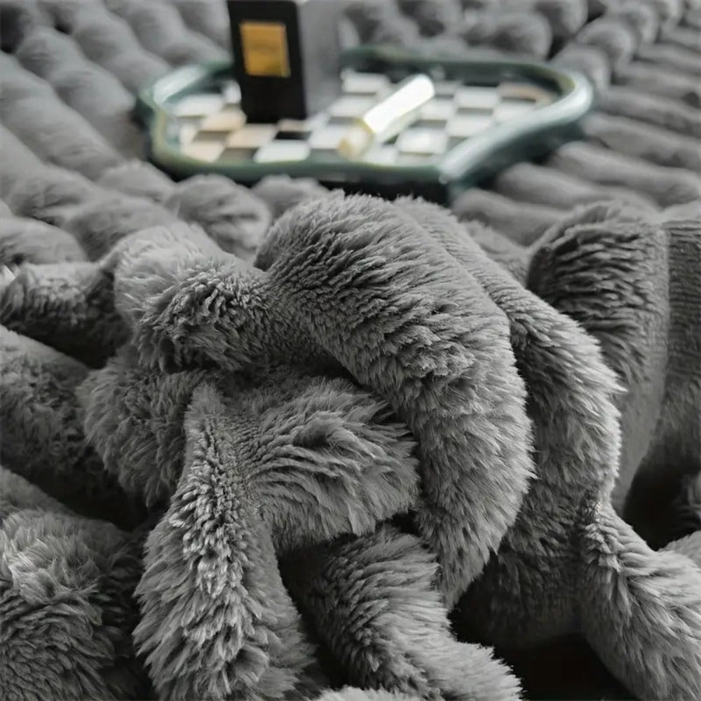 Beige Ribbed Blanket Cover for Living Room or Bedroom - view 4