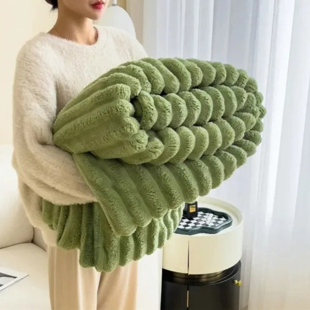 Beige Ribbed Blanket Cover for Living Room or Bedroom - view 5