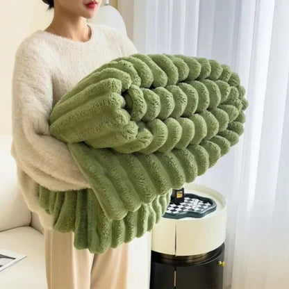 Beige Ribbed Blanket Cover for Living Room or Bedroom - view 5