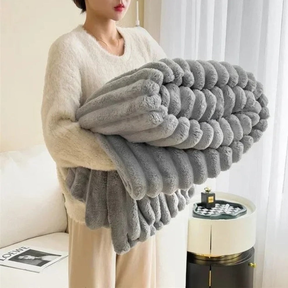 Beige Ribbed Blanket Cover for Living Room or Bedroom - view 8