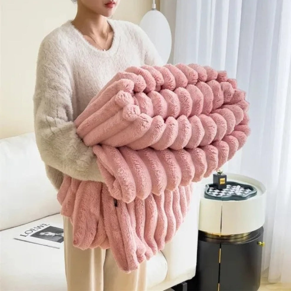 Beige Ribbed Blanket Cover for Living Room or Bedroom - view 10
