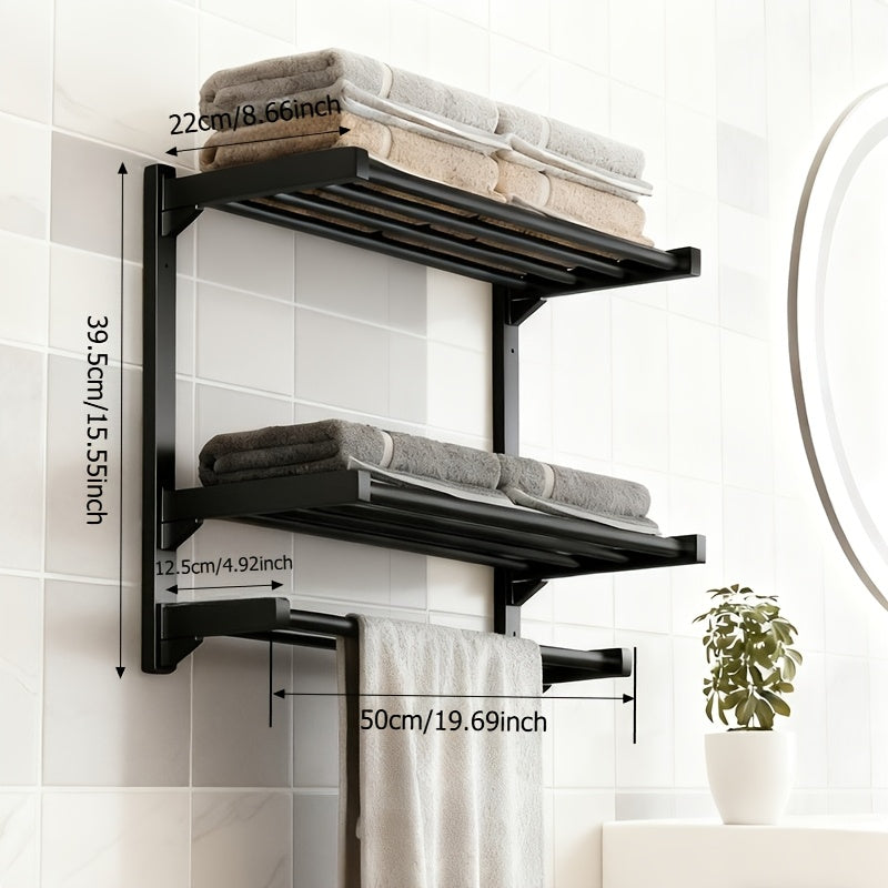 Multi-Tier Black Towel Holder - Modern Bathroom Decor - view 3