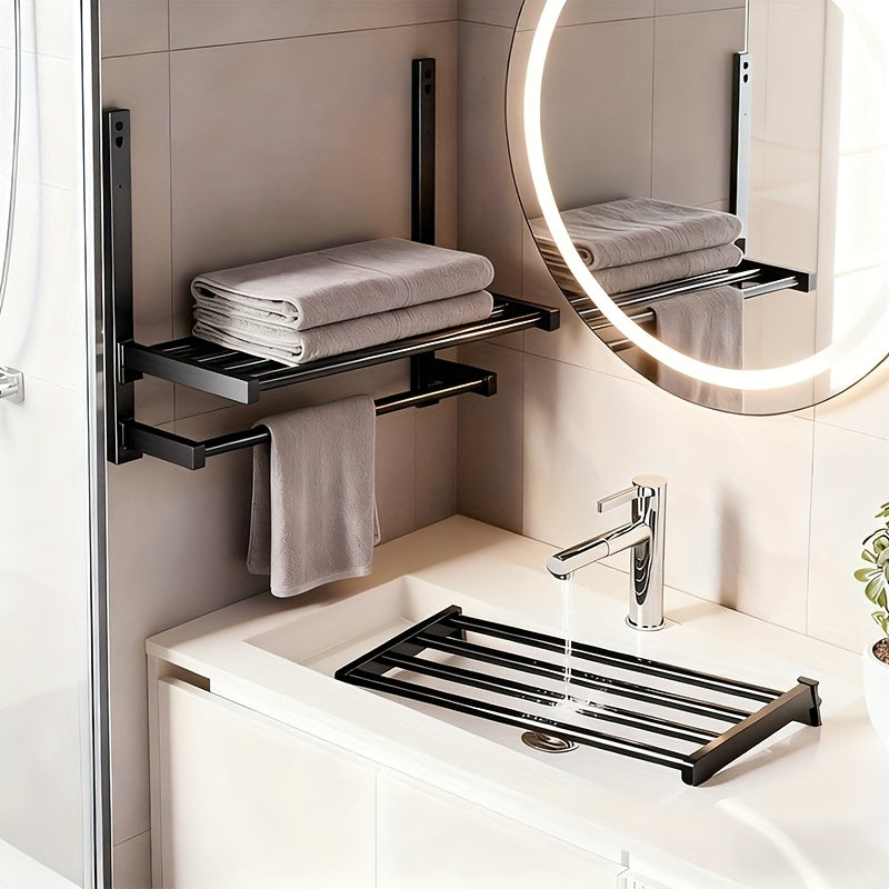 Multi-Tier Black Towel Holder - Modern Bathroom Decor - view 4