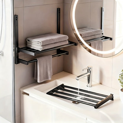 Multi-Tier Black Towel Holder - Modern Bathroom Decor - view 4