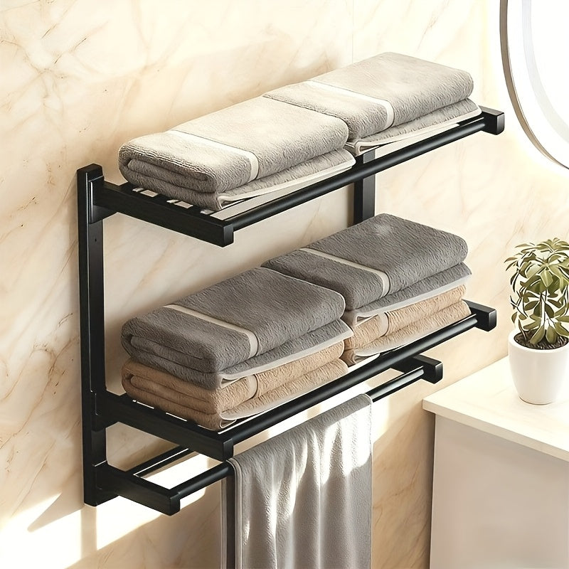 Multi-Tier Black Towel Holder - Modern Bathroom Decor - view 2