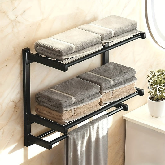 Multi-Tier Black Towel Holder - Modern Bathroom Decor - view 2