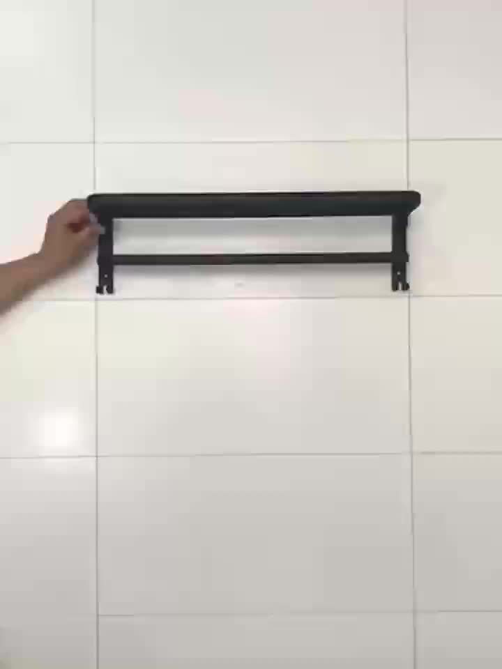 Gold Towel Holder with Space-Saving Shelf and Hooks for Bathroom - view 8