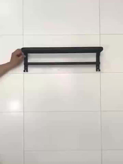Gold Towel Holder with Space-Saving Shelf and Hooks for Bathroom - view 8