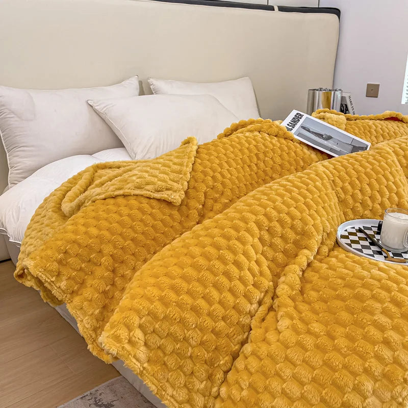 Check Pattern Velvet Throw Blanket - Warm & Cozy for Sofa or Bed – view 3