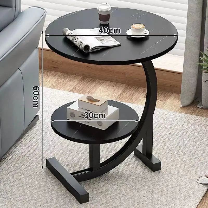 Wood and Stainless Steel Portable Mini Side Table for Balcony or Bedroom
