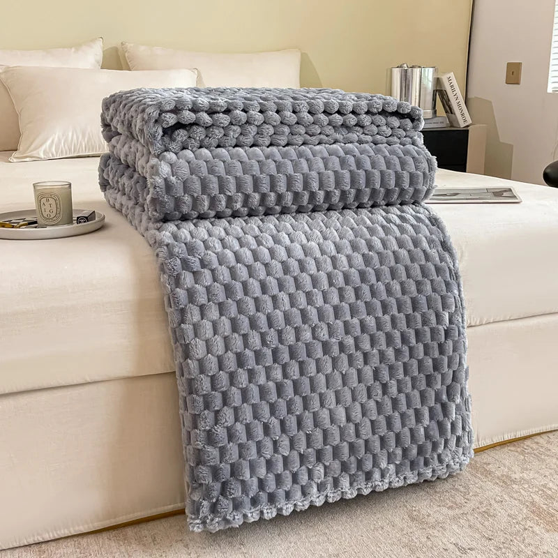 Check Pattern Velvet Throw Blanket - Warm & Cozy for Sofa or Bed – view 7