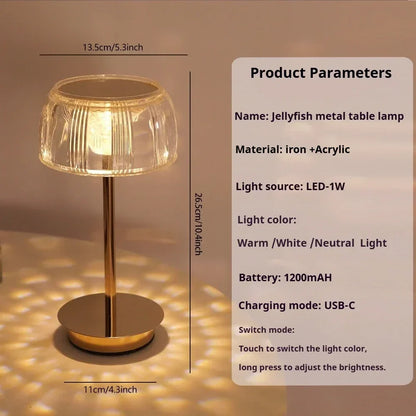 Rechargeable Dimmable Table Lamp – Gold, for Bedroom or Living Room - view 6