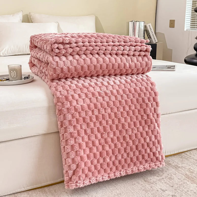 Check Pattern Velvet Throw Blanket - Warm & Cozy for Sofa or Bed – view 11