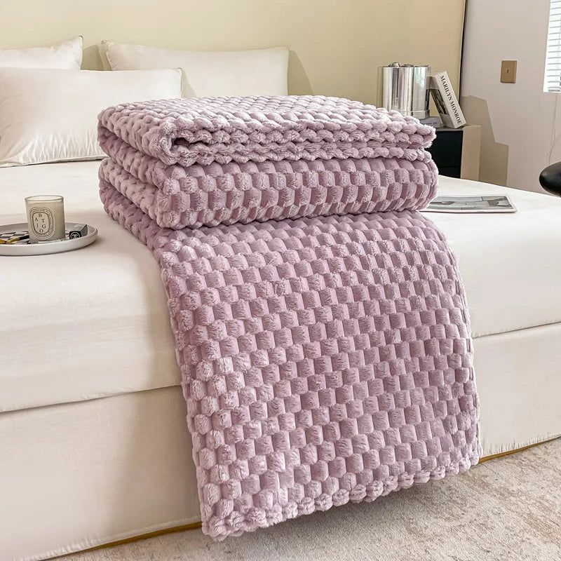 Check Pattern Velvet Throw Blanket - Warm & Cozy for Sofa or Bed – view 9