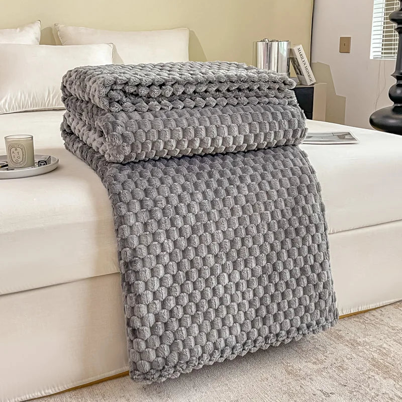 Check Pattern Velvet Throw Blanket - Warm & Cozy for Sofa or Bed – view 8