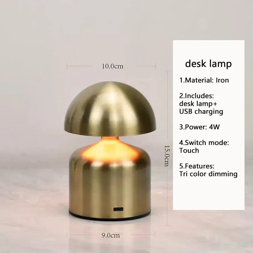 Rechargeable Retro Mushroom Table Lamp – Dimmable Touch Control - view 10
