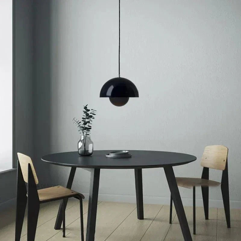 Scandinavian Pendant Light - Matte Black, Semi-Round Shape - view 17