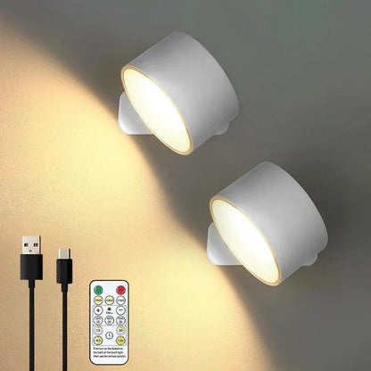 Rechargeable White Cylindrical Wall Lamp with Remote Control - view 21