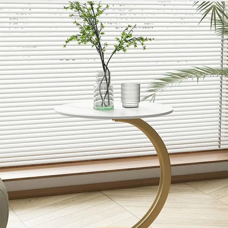 Rund Sidebord – Træ og Stål, Moderne Design til Stue eller Soveværelse – view 5