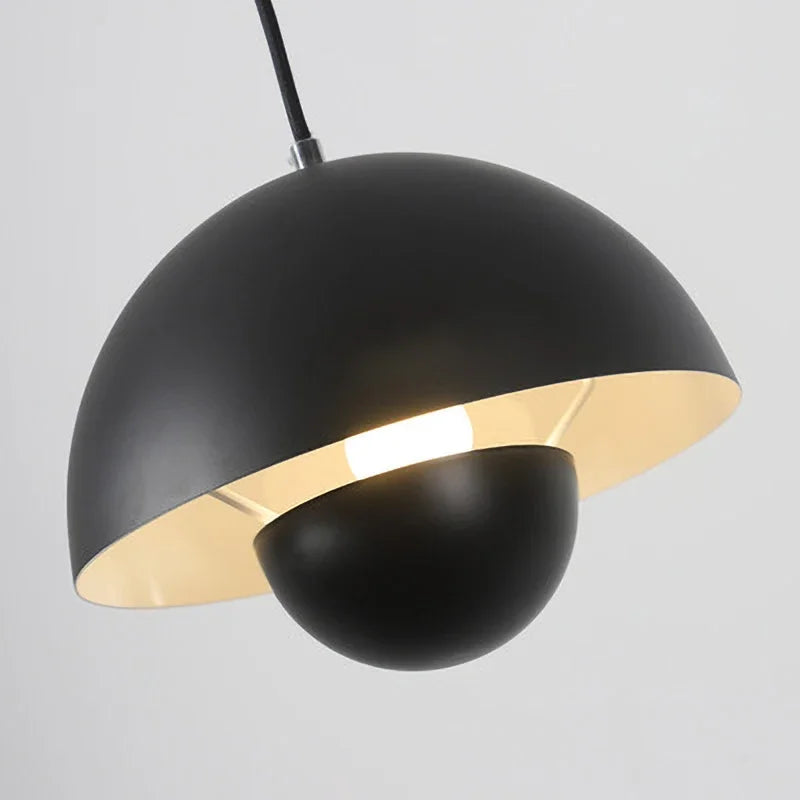 Scandinavian Pendant Light - Matte Black, Semi-Round Shape - view 11