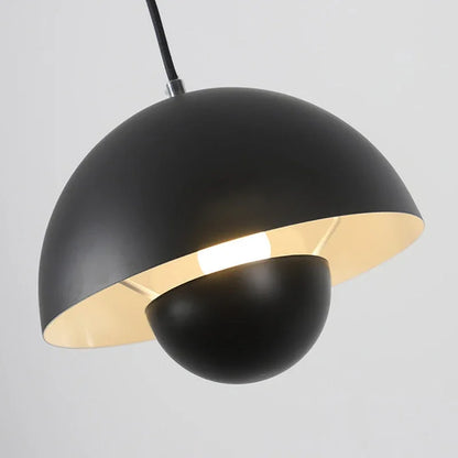 Scandinavian Pendant Light - Matte Black, Semi-Round Shape - view 11