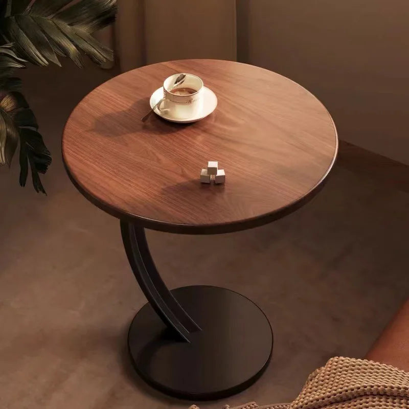Rund Sidebord – Træ og Stål, Moderne Design til Stue eller Soveværelse – view 2