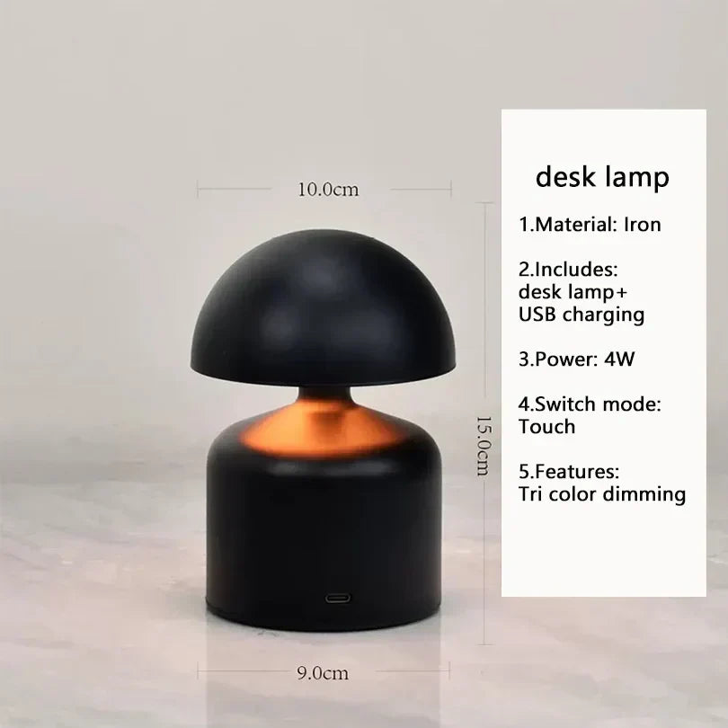 Rechargeable Retro Mushroom Table Lamp – Dimmable Touch Control - view 13