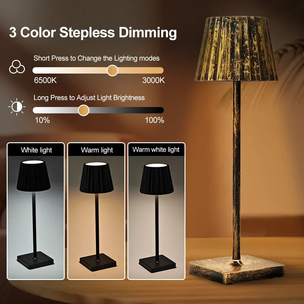 Rechargeable Antique-Style Table Lamp with Dimmable LED - view 9