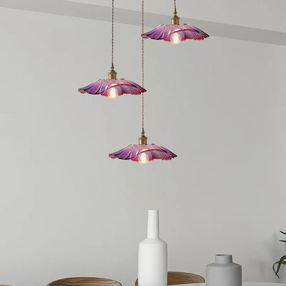 Flower Pendant Lamp in Purple and Amber for Dining Room Decor - view 3