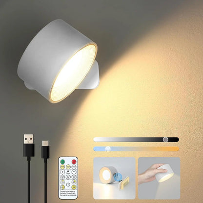 Rechargeable White Cylindrical Wall Lamp with Remote Control - view 22