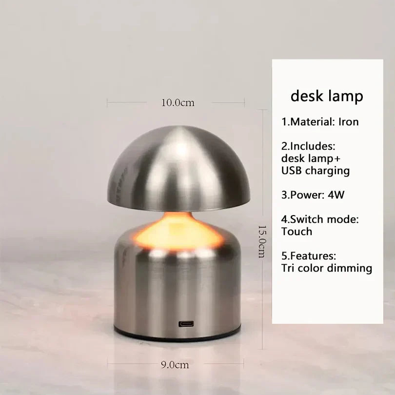 Rechargeable Retro Mushroom Table Lamp – Dimmable Touch Control - view 14
