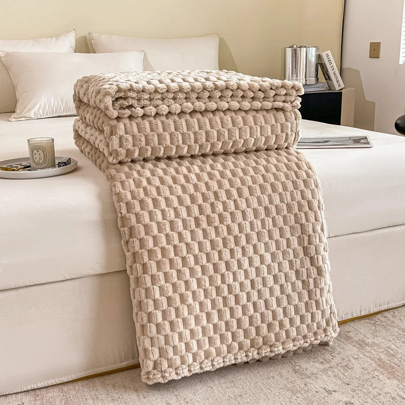 Check Pattern Velvet Throw Blanket - Warm & Cozy for Sofa or Bed – view 10