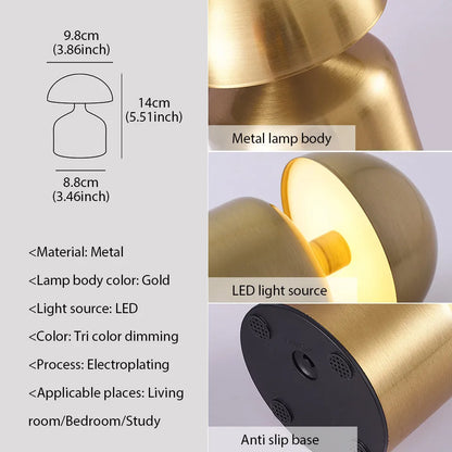Rechargeable Retro Mushroom Table Lamp – Dimmable Touch Control - view 12