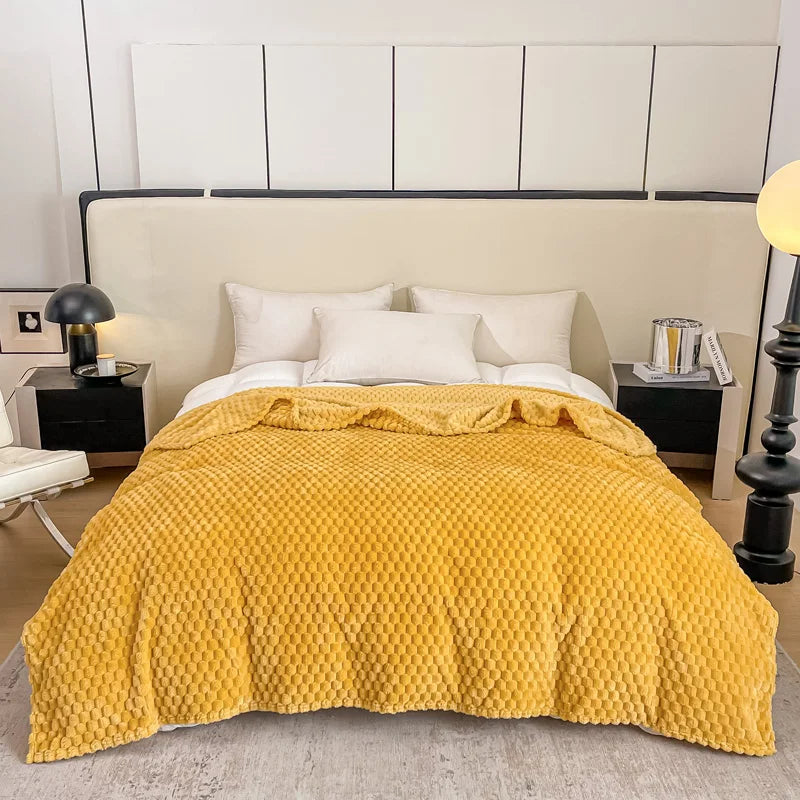 Check Pattern Velvet Throw Blanket - Warm & Cozy for Sofa or Bed – view 2