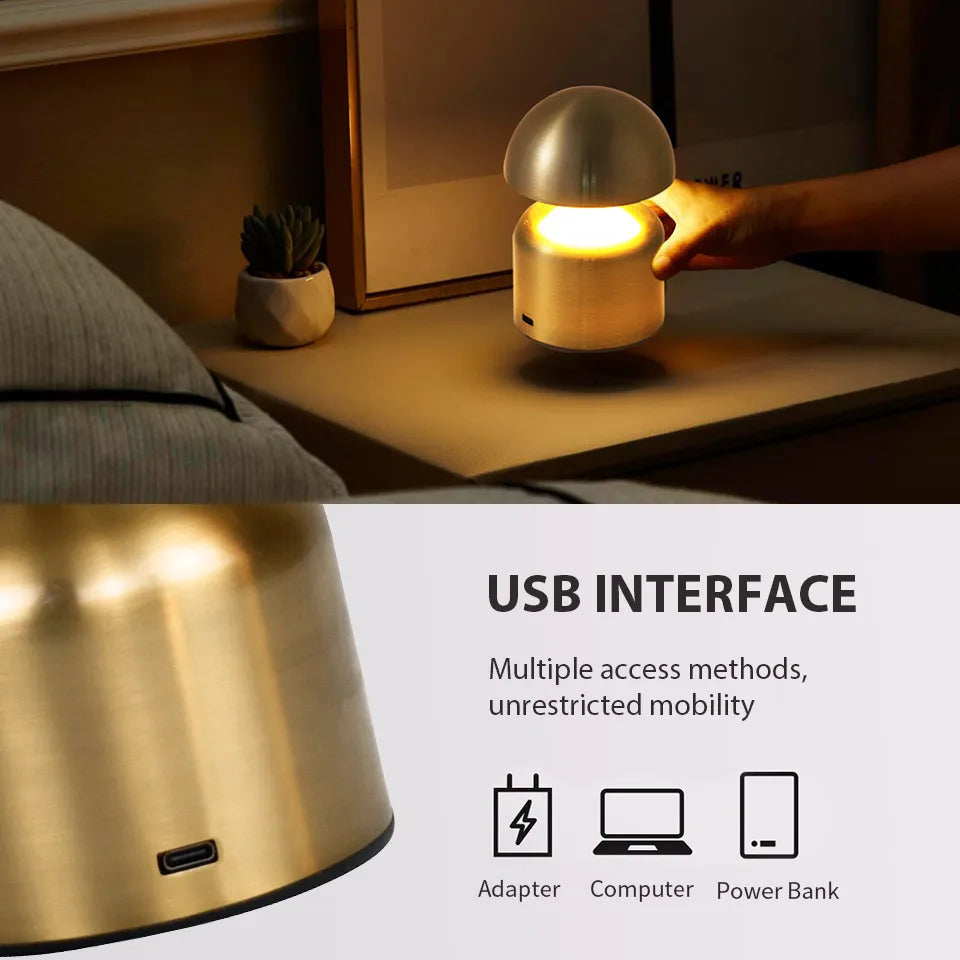 Rechargeable Retro Mushroom Table Lamp – Dimmable Touch Control - view 9