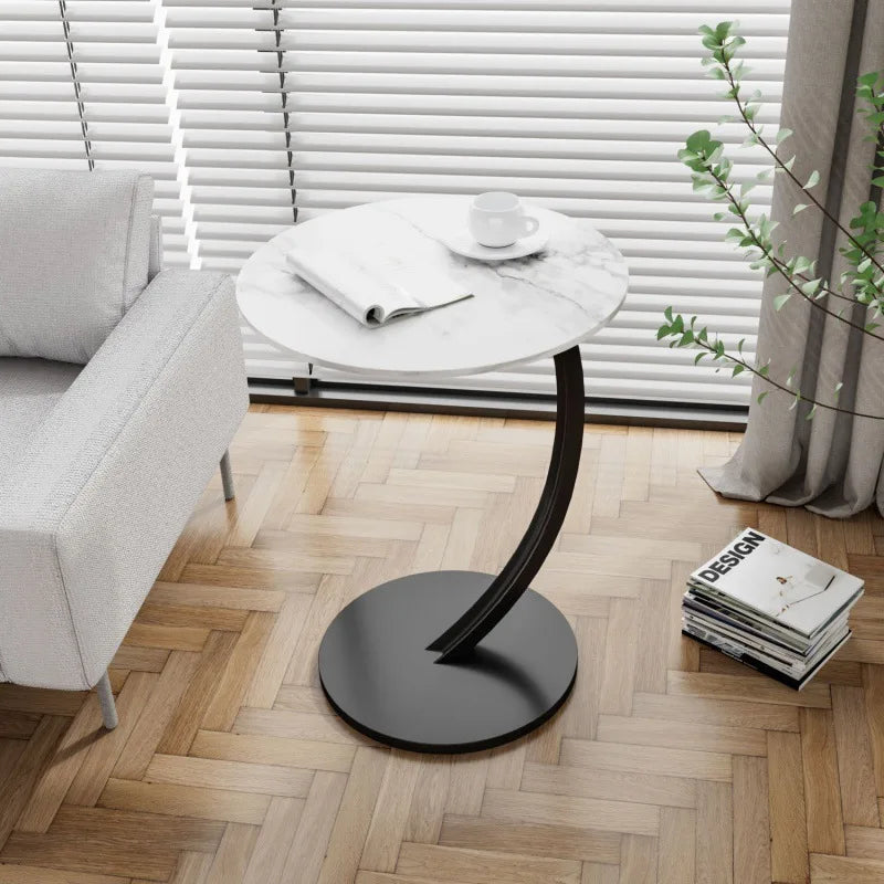 Rund Sidebord – Træ og Stål, Moderne Design til Stue eller Soveværelse – view 4