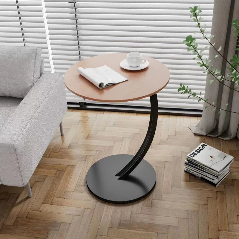 Rund Sidebord – Træ og Stål, Moderne Design til Stue eller Soveværelse – view 7